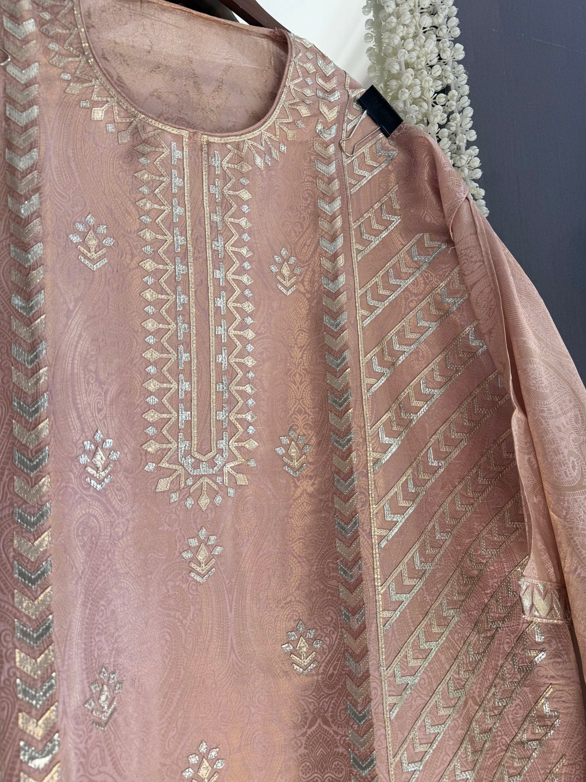 Luxurious Tissue Brocade gota appliqué work suit