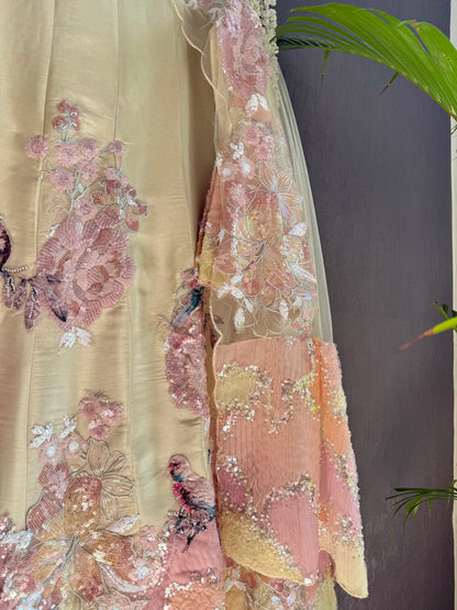 Luxurious appliqué birds Anarkali suit