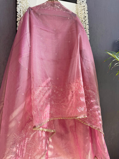 Premium tissue organza aari embroidered suit