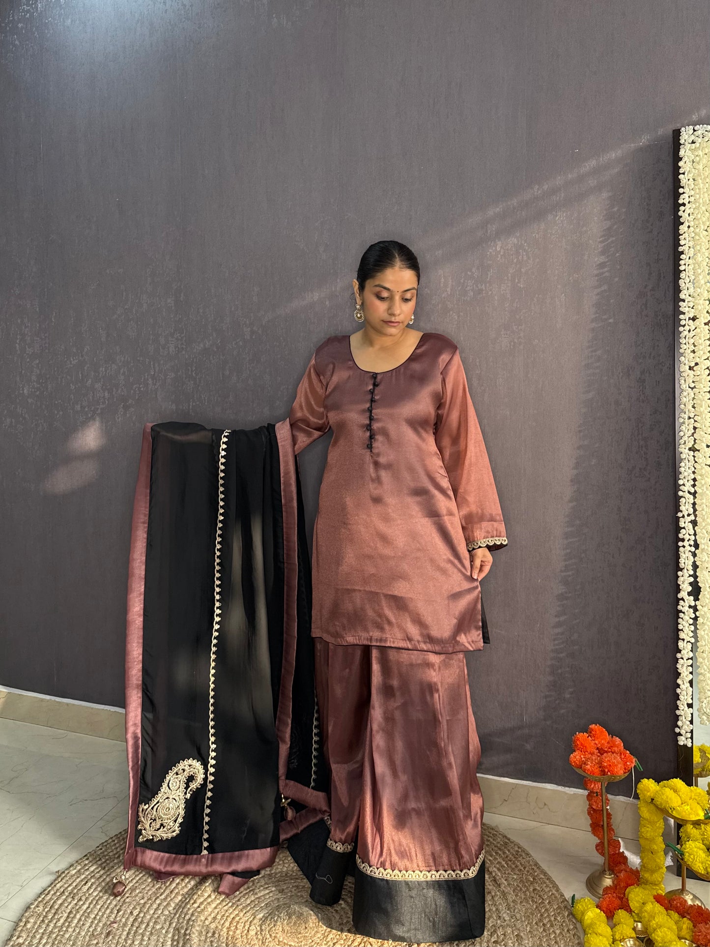 Luxurious metallic sharara set