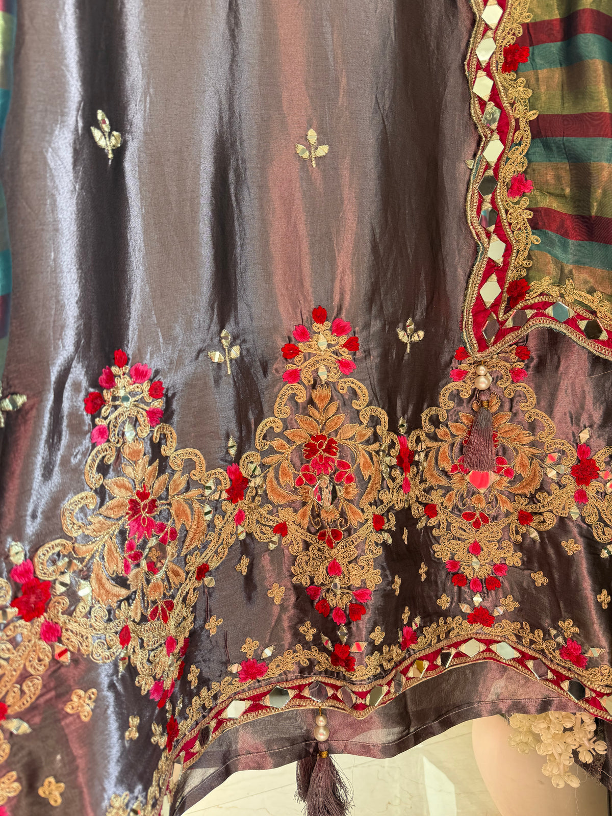 Luxurious mettalic Mirrorwork suit