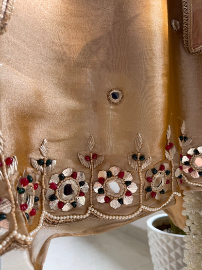 Luxurious leather patti bejewelled suit