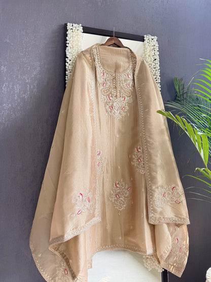 Premium tissue peacock hand embroidered suit