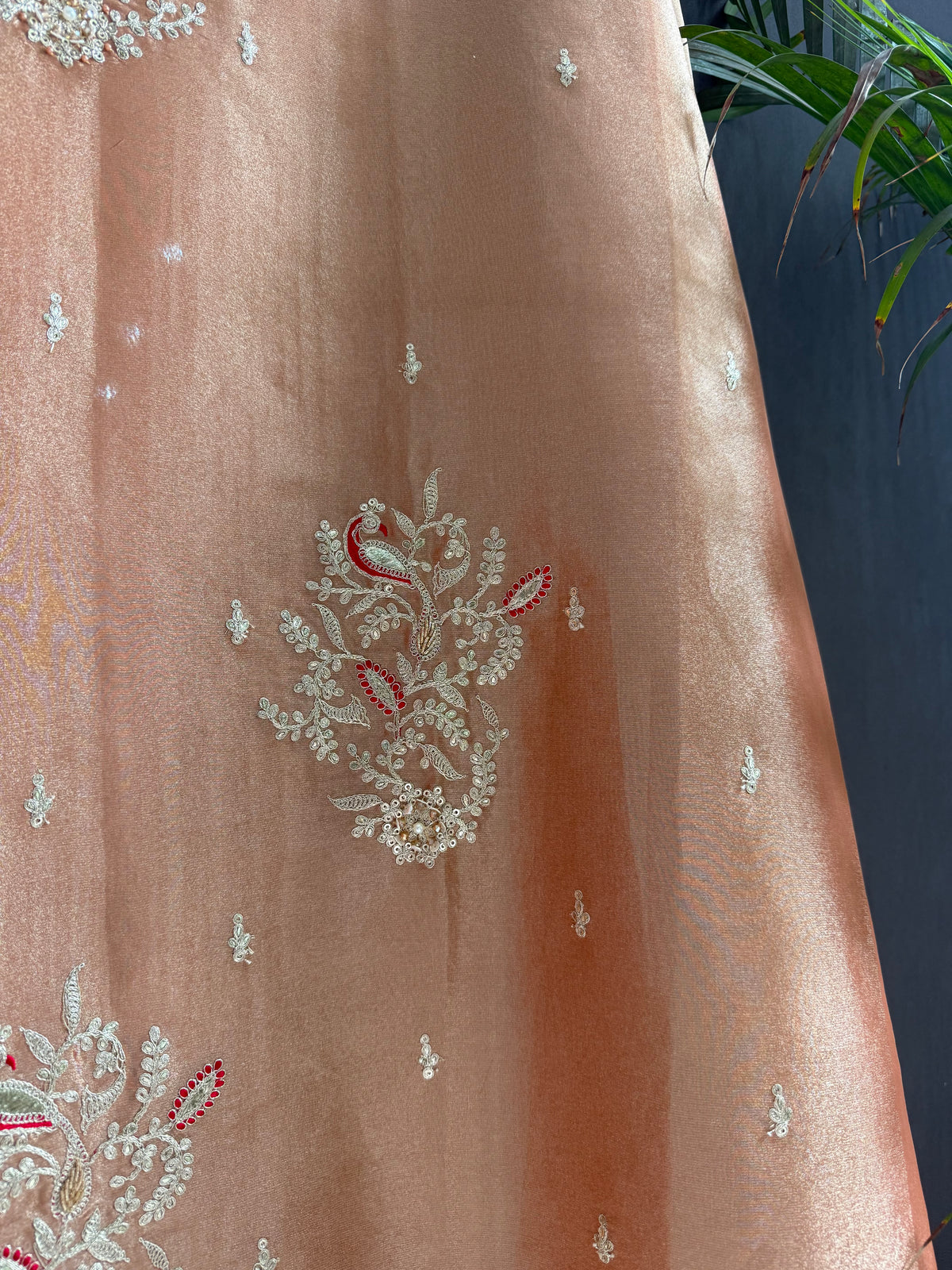 Premium tissue peacock hand embroidered suit