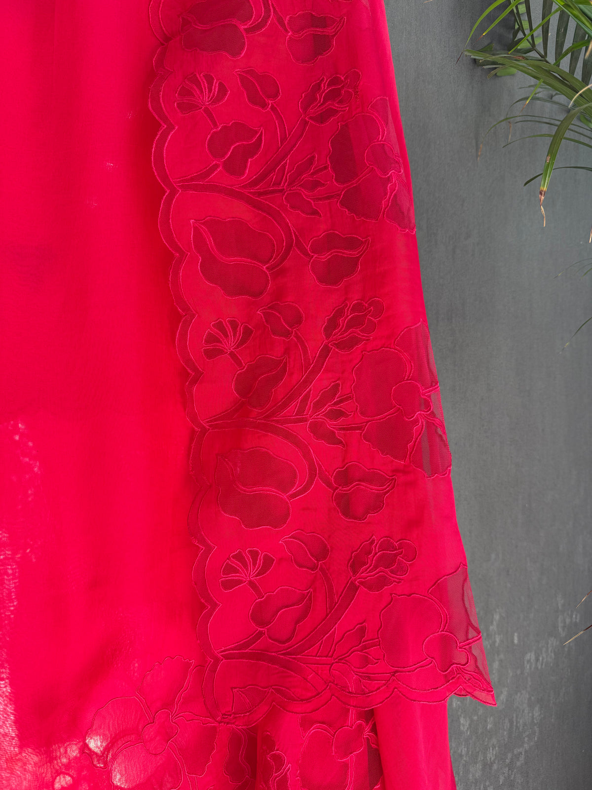 Organza monochromatic appliqué suit