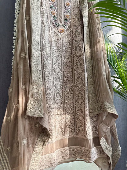 Lucknowi embroidered handwork suit