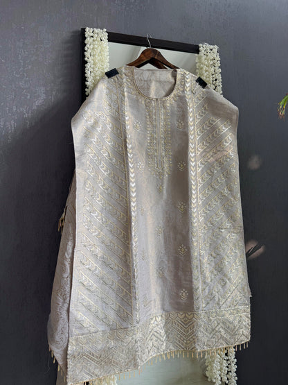 Luxurious Tissue Brocade gota appliqué work suit