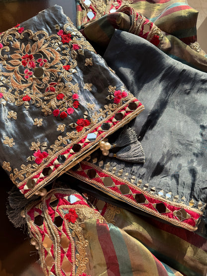 Luxurious mettalic Mirrorwork suit