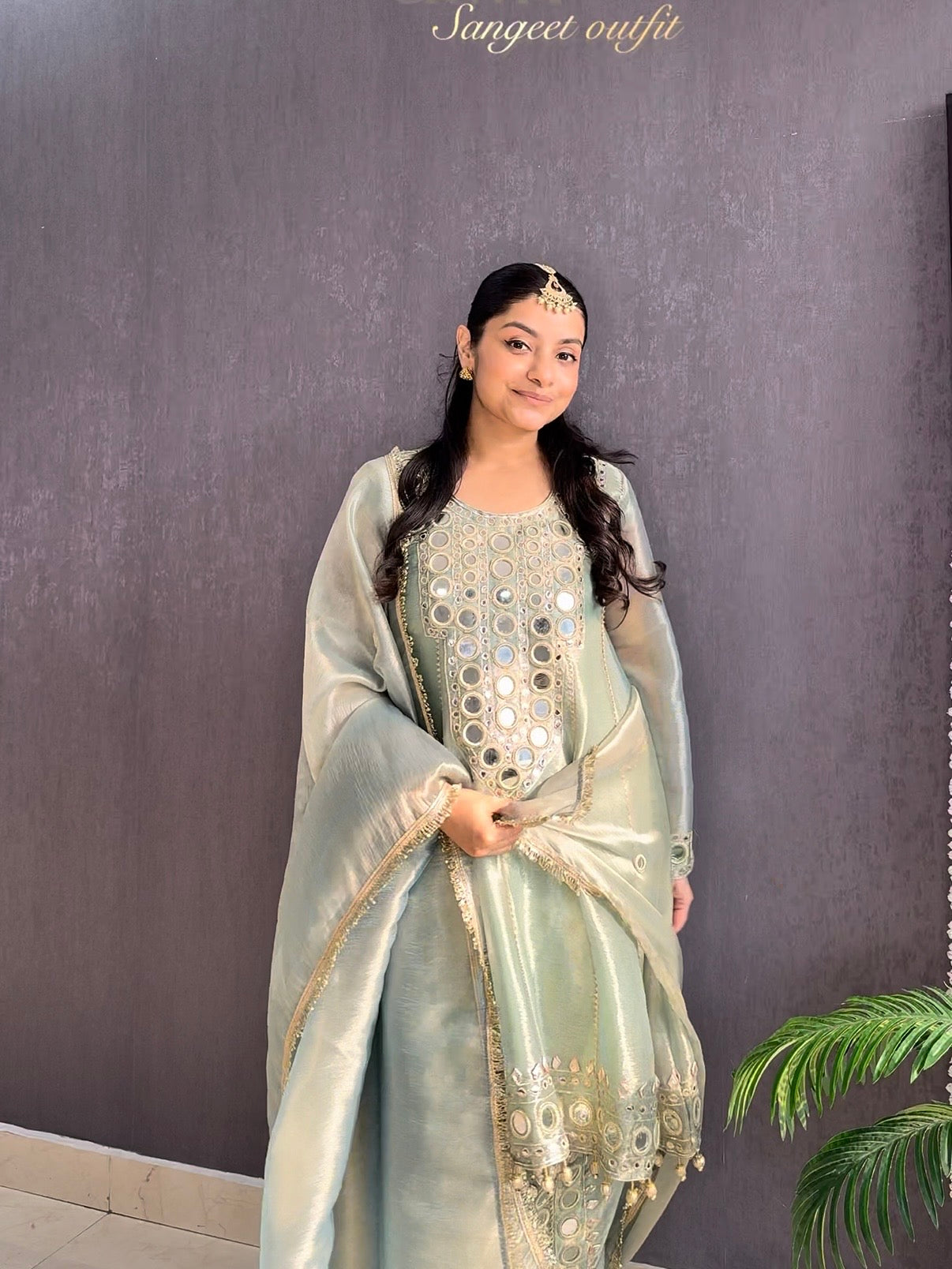 Luxurious mirrorwork anarkali set