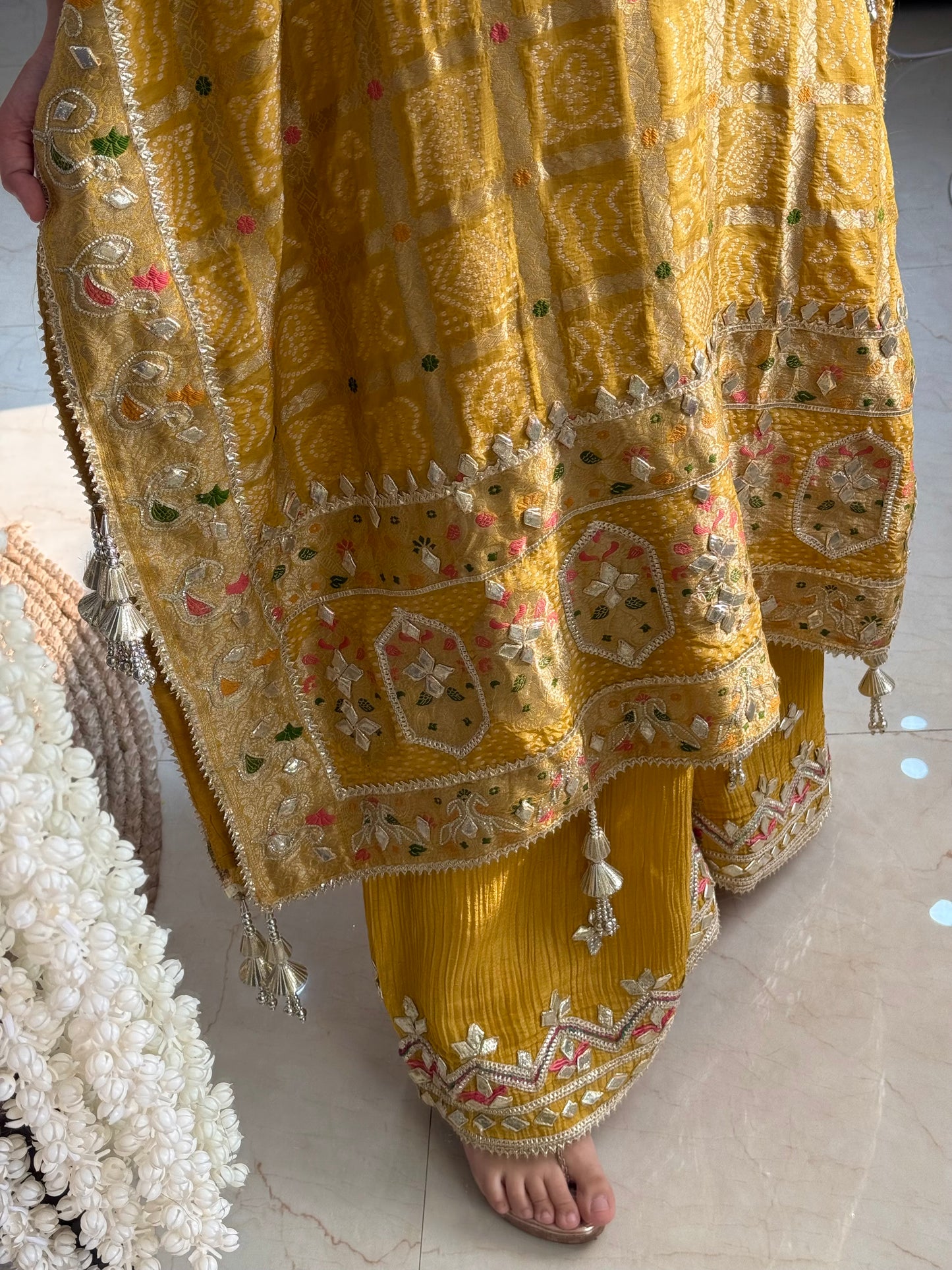 Luxurious gharchola bandhej kaftan set