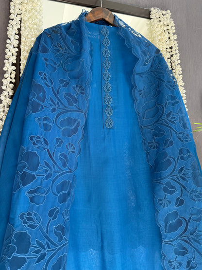 Organza monochromatic appliqué suit