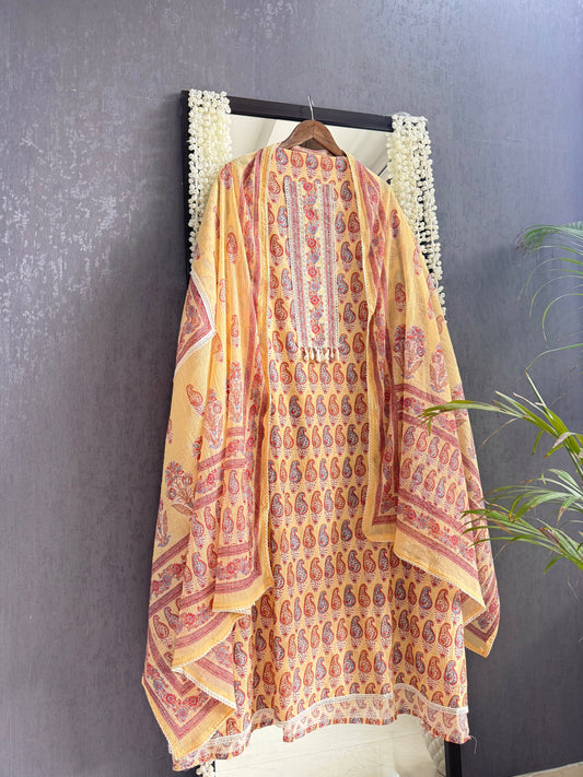Mulmul cotton paisley florals suit