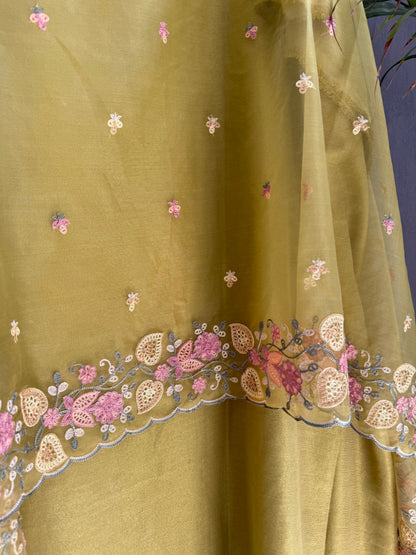 Premium tissue silk hand embroidered suit