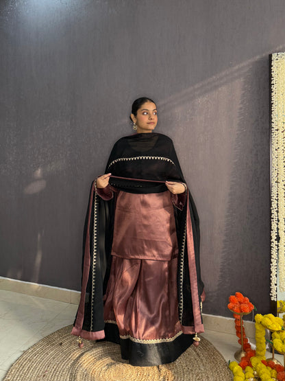 Luxurious metallic sharara set