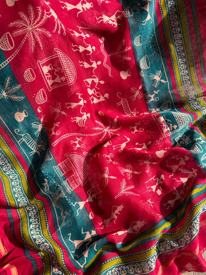 Pure Maheshwari warli art suit