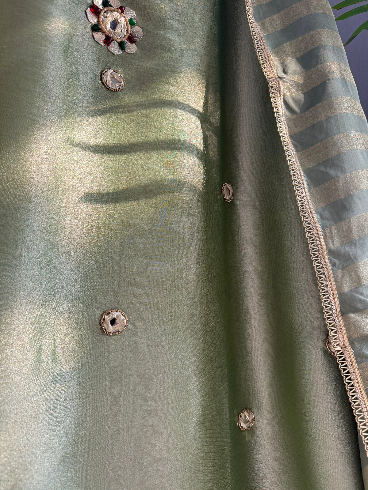 Luxurious leather patti bejewelled suit