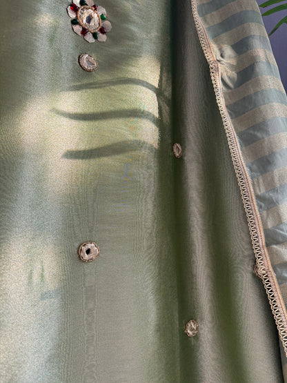 Luxurious leather patti bejewelled suit
