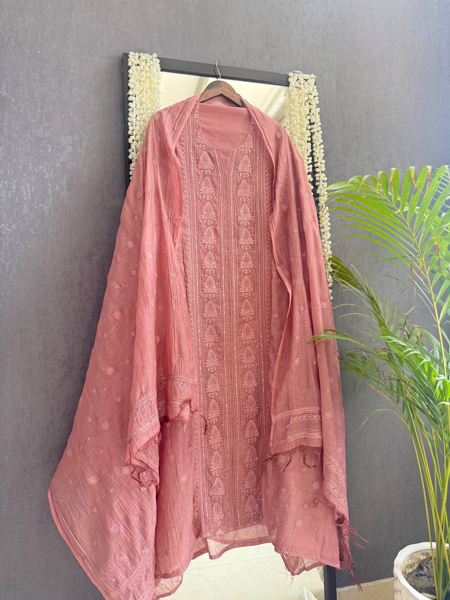 Luxurious Mul chanderi lucknowi handwork suit