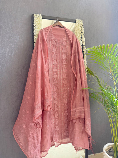 Luxurious Mul chanderi lucknowi handwork suit