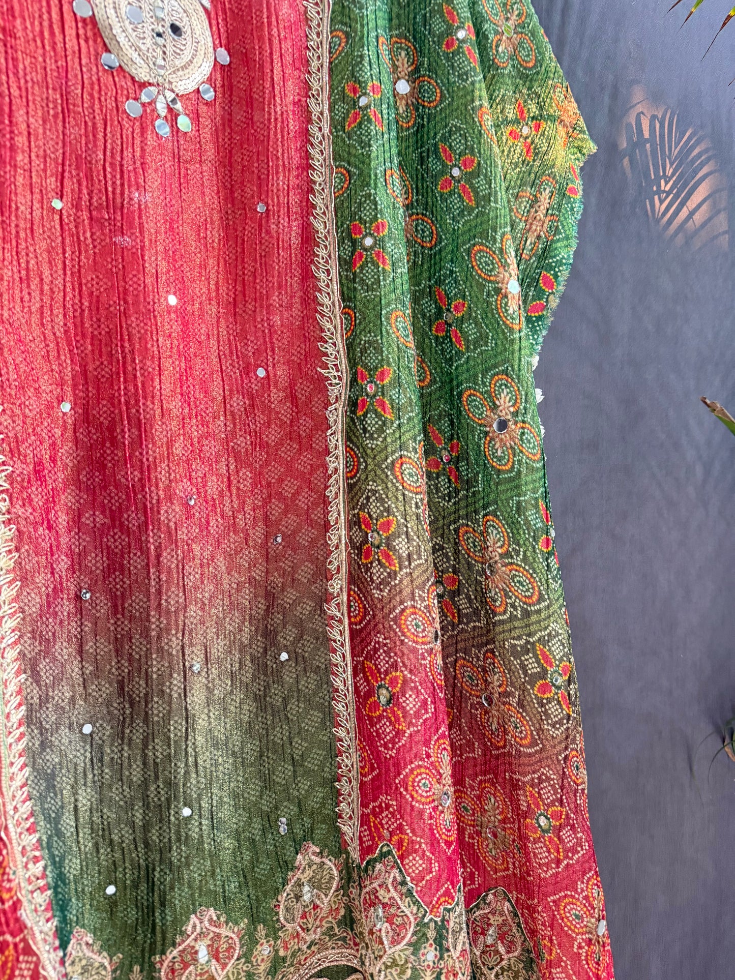 Crush tissue Bandhani ombré suit