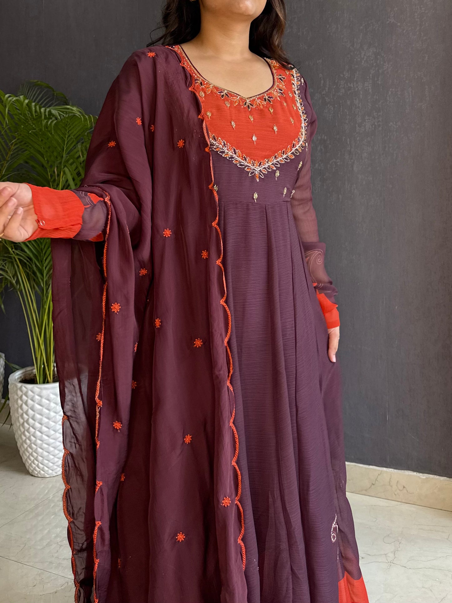 Handwork anarkali set