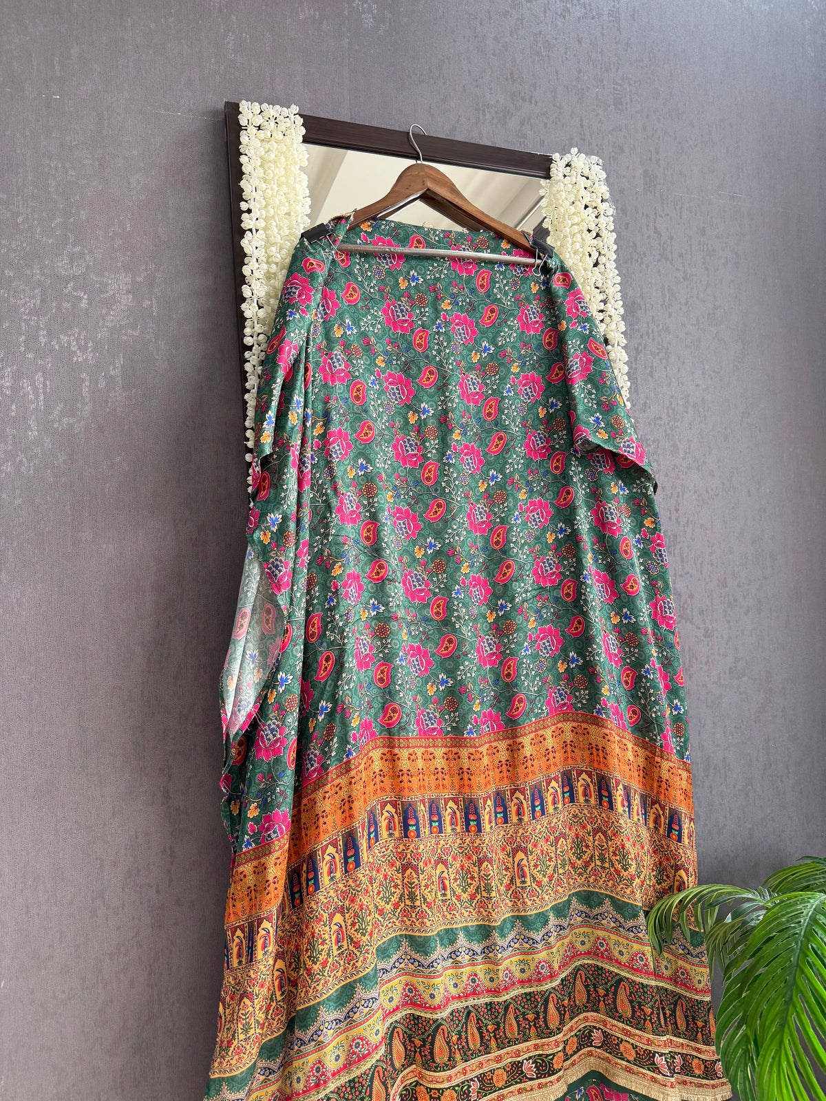 Pure satin crepe gota work suit