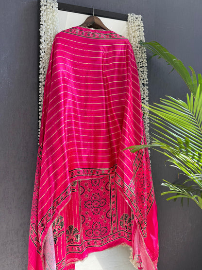 Gajji silk ajrakh Handwork suits