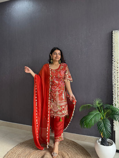 Luxurious raw silk Handwork set