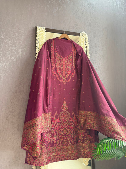 Linen kashmiri jamawar suit