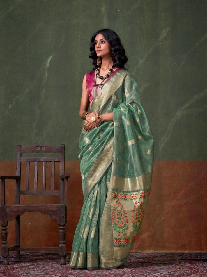Tissue zari paithani saree
