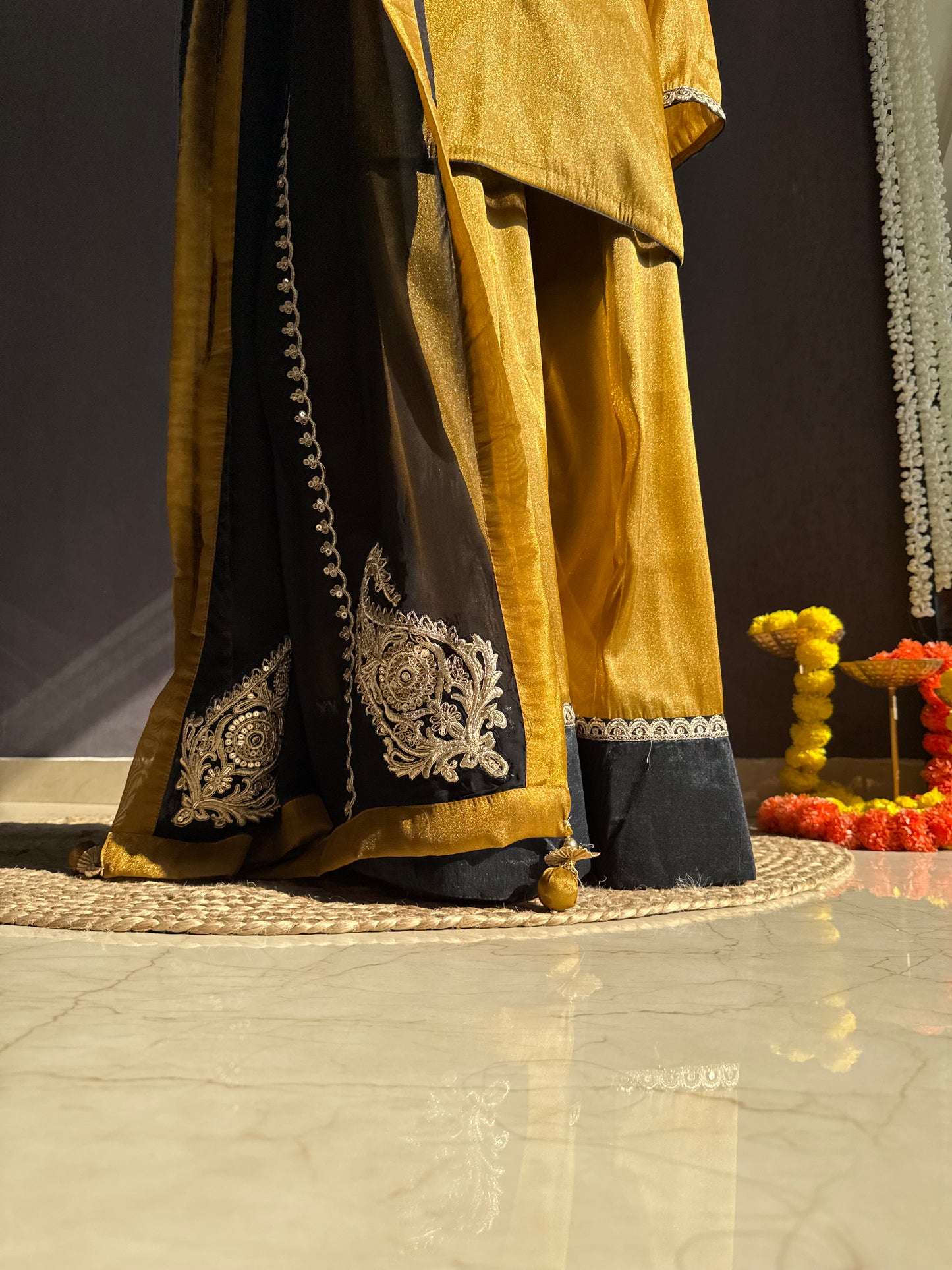 Luxurious metallic sharara set