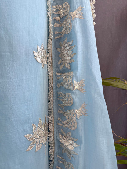 Luxurious Mul chanderi gota appliqué work suit