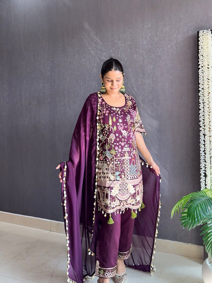 Luxurious raw silk Handwork set