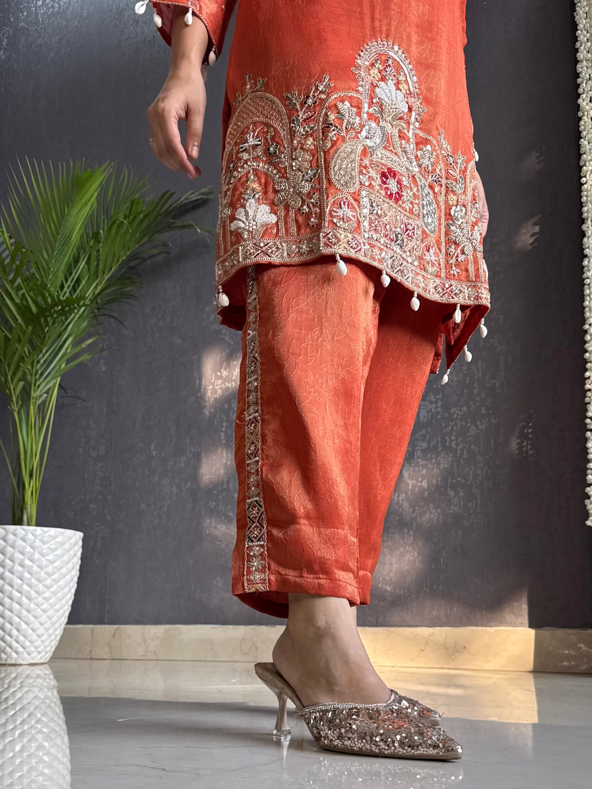 Handwork peacock designer coord set
