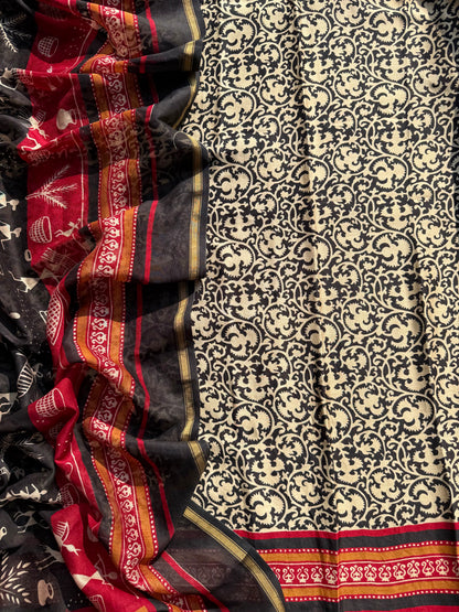 Pure Maheshwari warli art suit