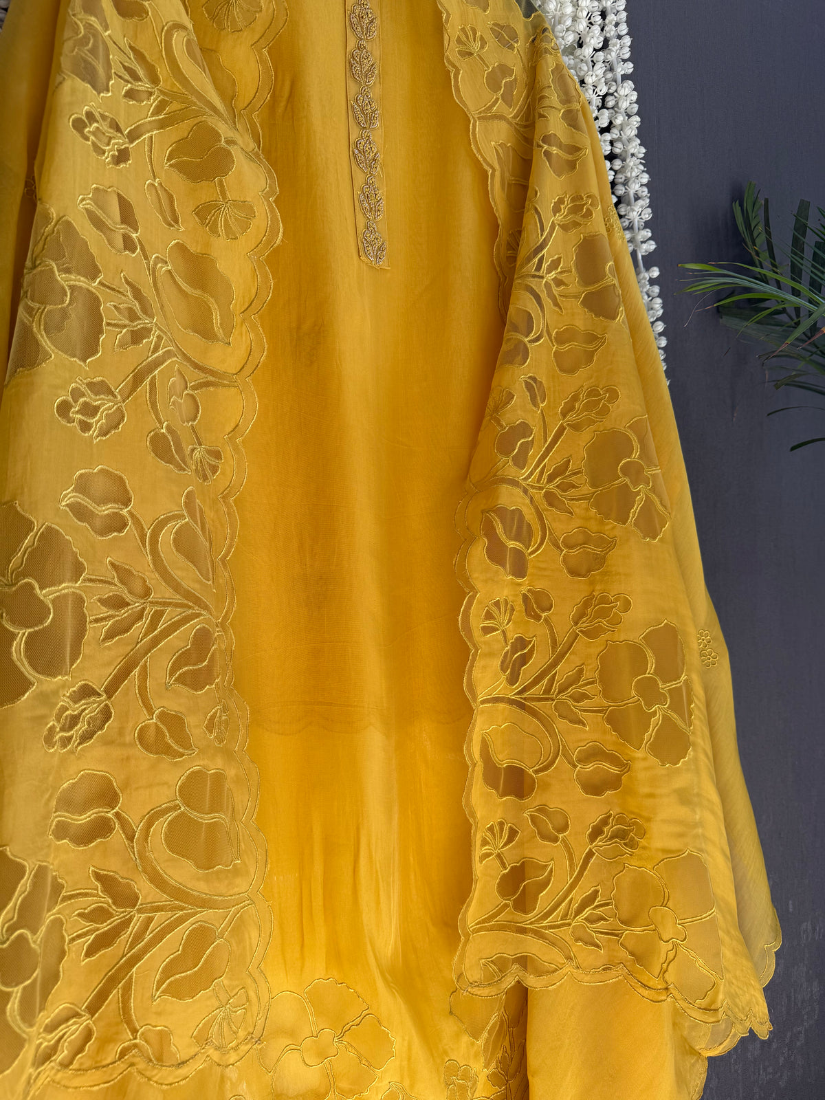 Organza monochromatic appliqué suit