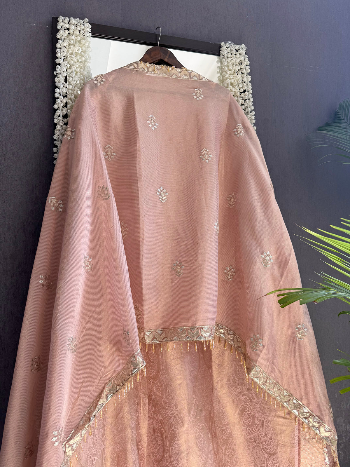 Luxurious Tissue Brocade gota appliqué work suit