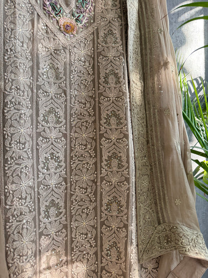 Lucknowi embroidered handwork suit