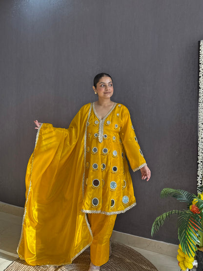 Luxurious mirrorwork farshi salwar set