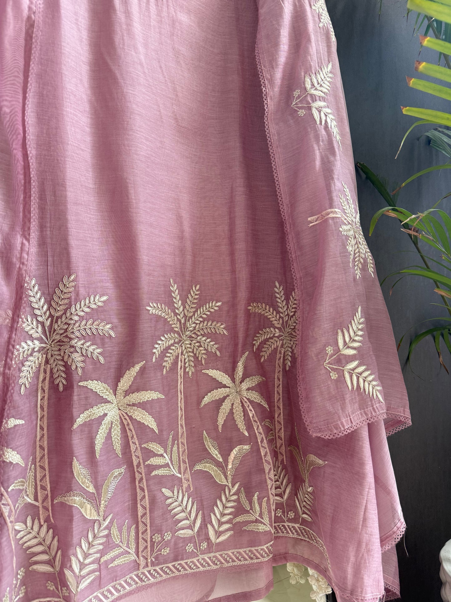 Luxurious Mul chanderi tropical trees suit