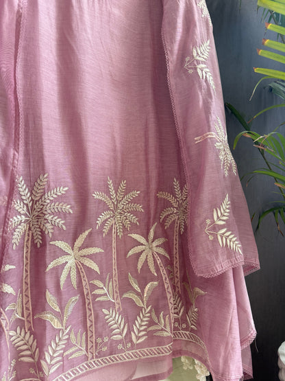 Luxurious Mul chanderi tropical trees suit