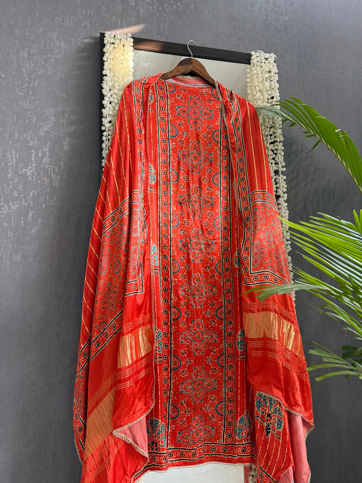 Gajji silk ajrakh Handwork suits