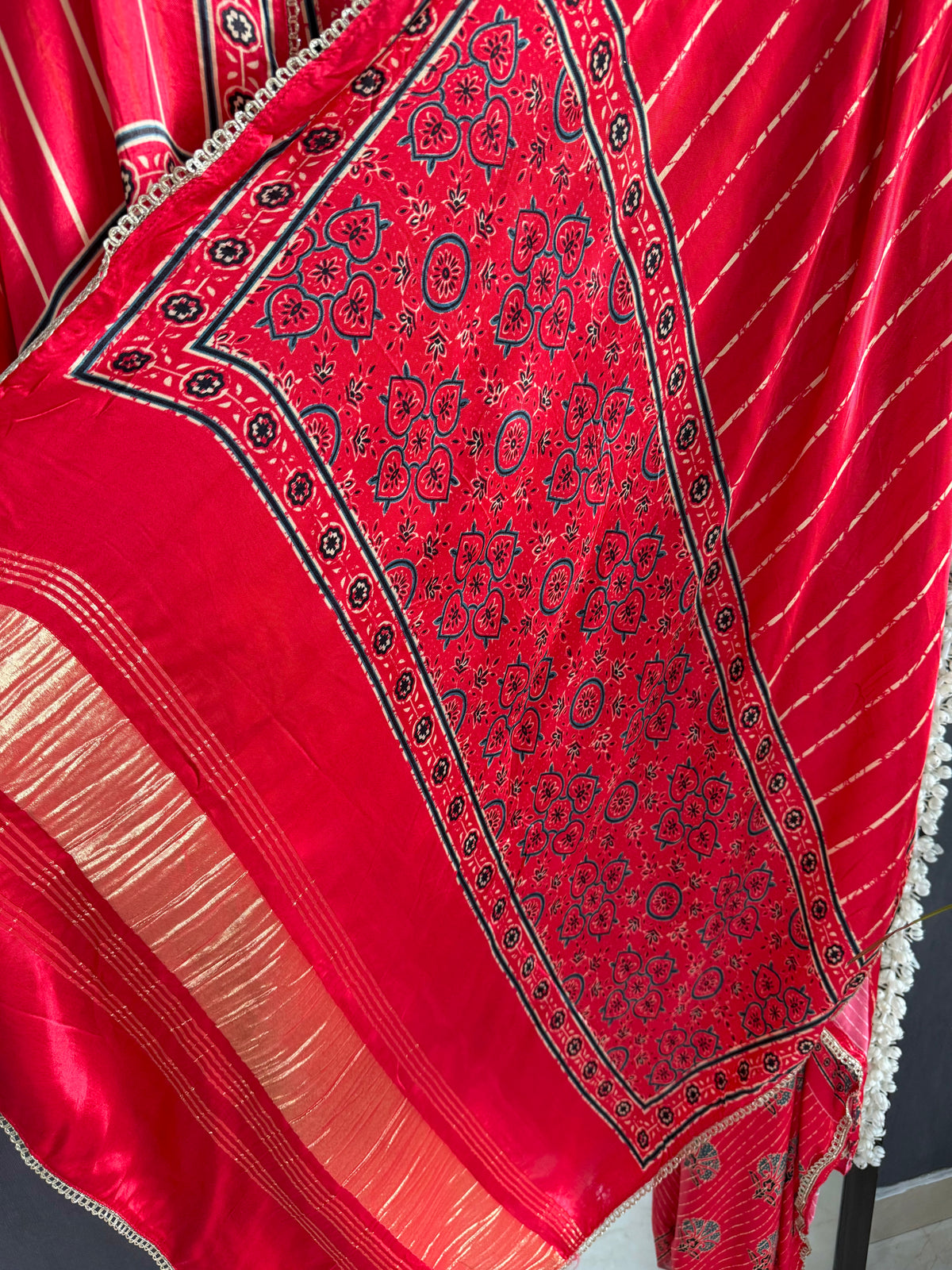 Gajji silk ajrakh Handwork suits