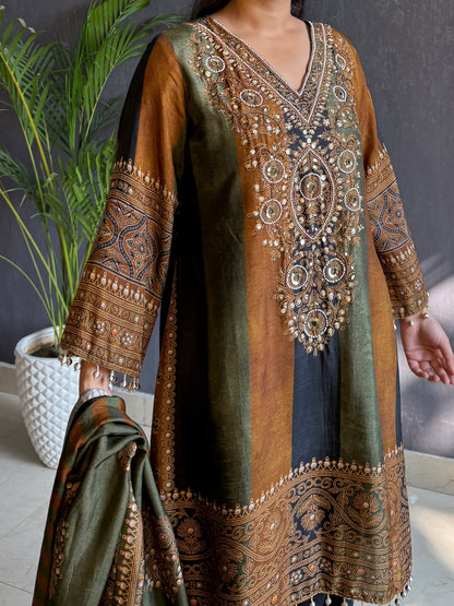 Premium silk ajrakh set