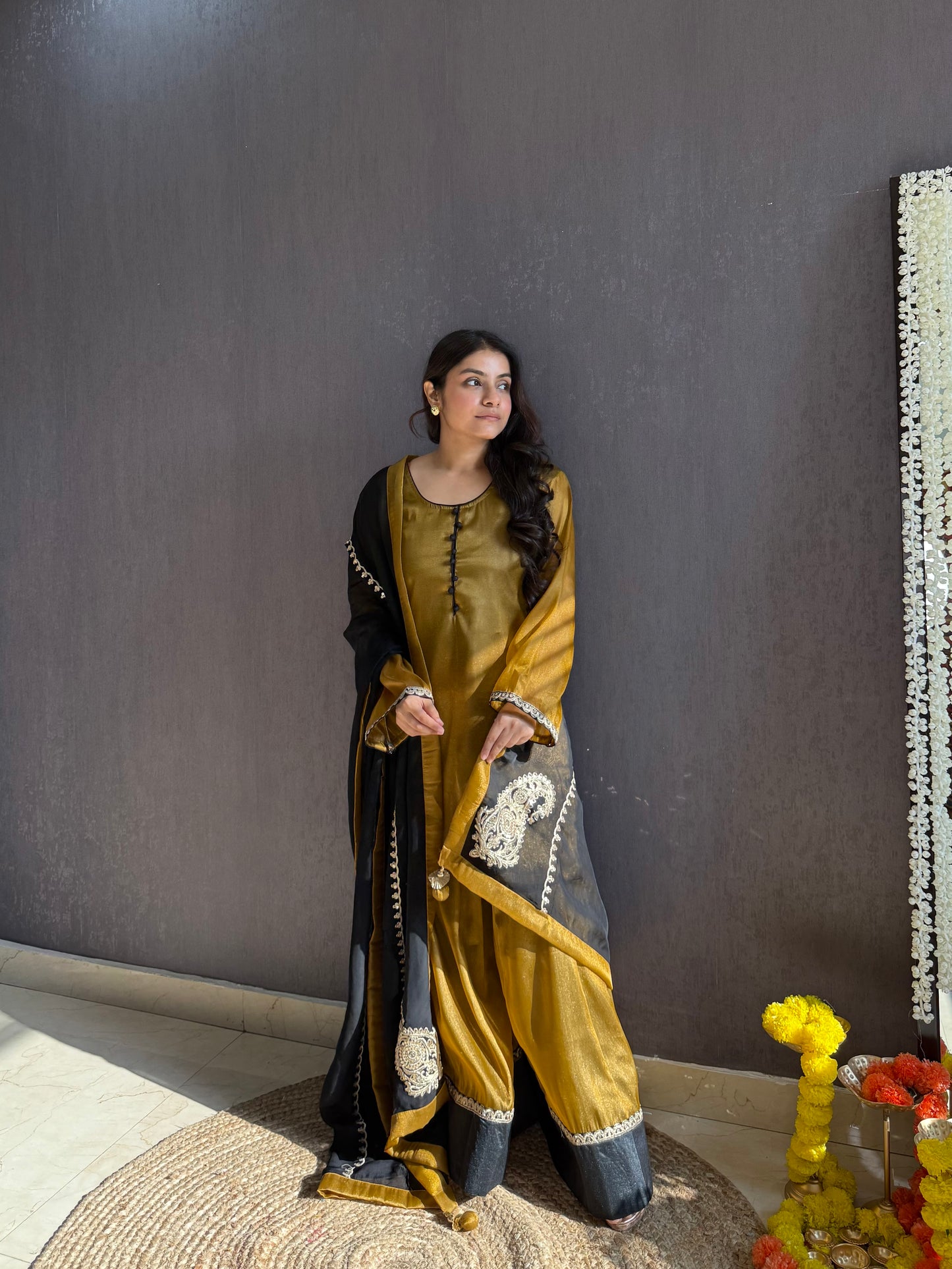 Luxurious metallic sharara set