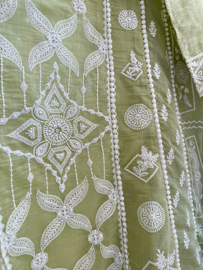 Luxurious Mul chanderi lucknowi handwork suit