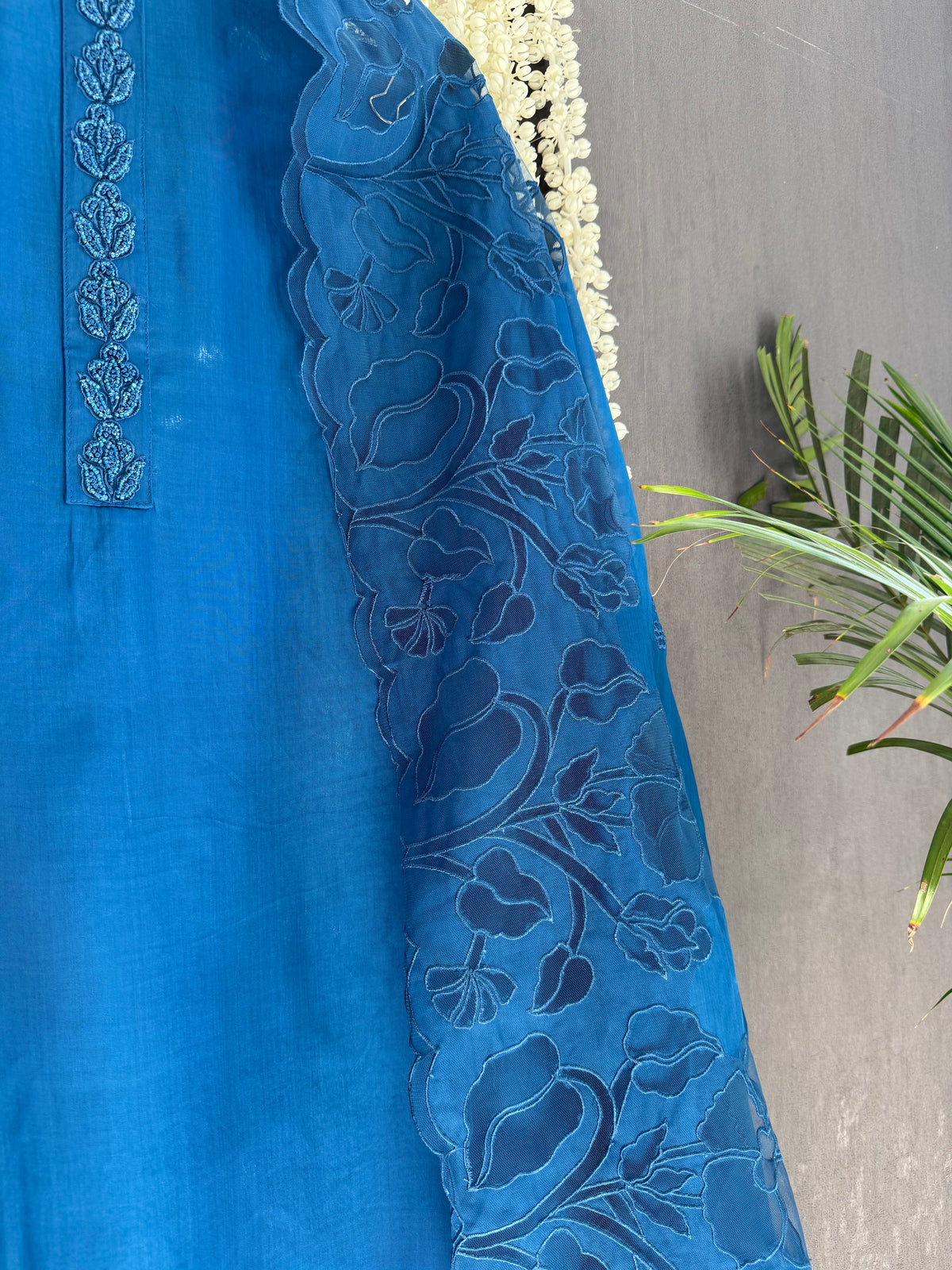 Organza monochromatic appliqué suit