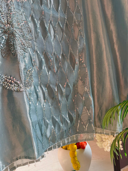Luxurious cutwork Tissue silk suit