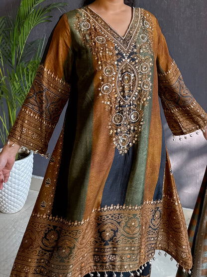 Premium silk ajrakh set