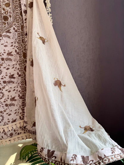 Luxurious Mul chanderi swans suit